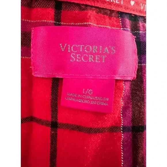 VICTORIA SECRET PLAID DRAWSTRING WAIST NIGHTGOWN SIZE LARGE - Picture 7 of 7